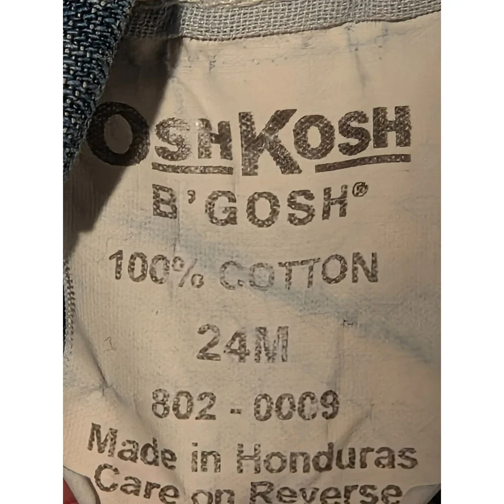 Vintage Y2K Osh Kosh B'Gosh Denim Overalls and Red Theral Shirt Size 24M